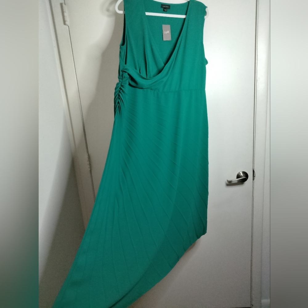 J. Jill (Size 2X) Green Stretch V-Neck Surplice Sleeveless Midi Dress (NEW-NWT) - Picture 11 of 16
